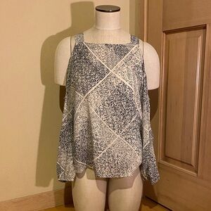 Juicy Couture Black and Ivory Off-Shoulder Blouse